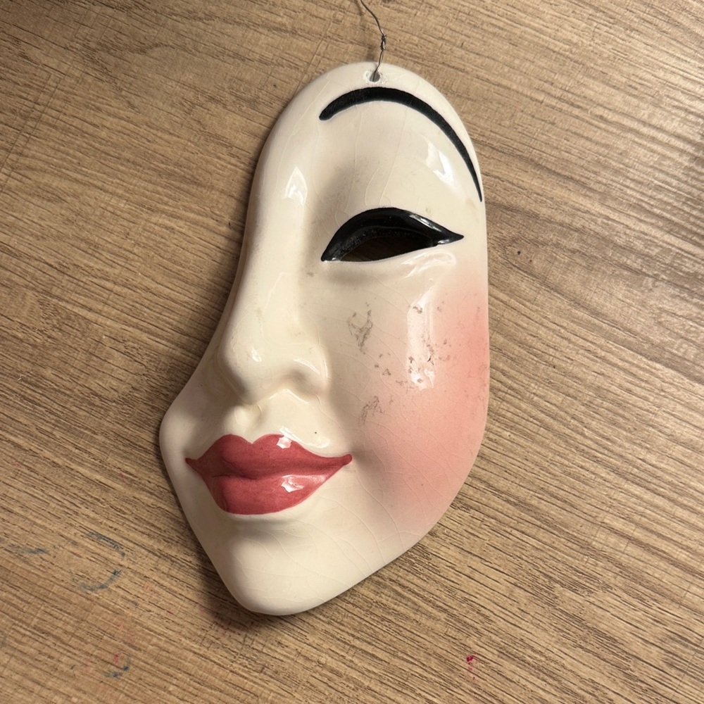 Elegant Cream and Pink Wall Mask Decor